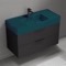 Floating Black Bathroom Vanity, Modern, 40